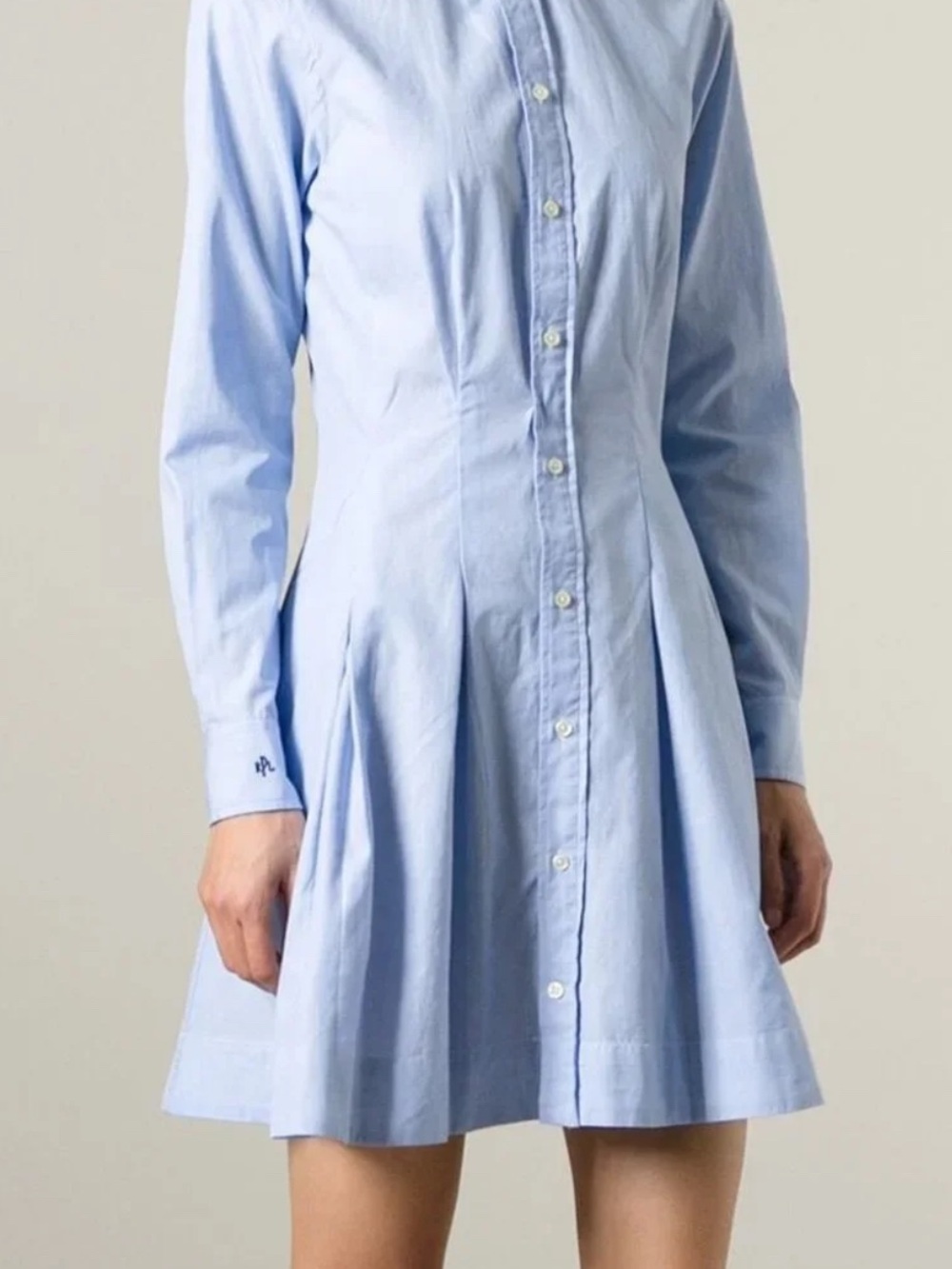 New Polo Ralph Lauren  Blue Long-Sleeve Shirt Dress 14 $298.00 Shirtdress Oxford